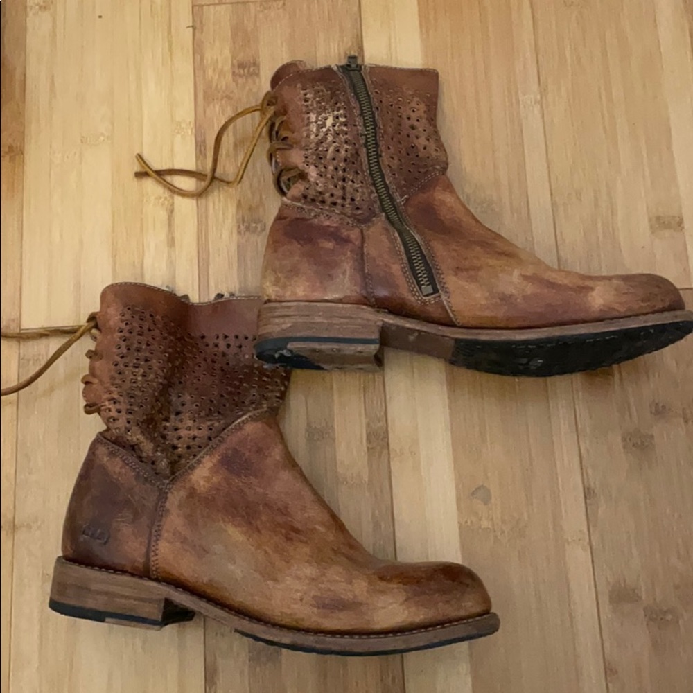 Bed Stu Distressed Brown Leather Ankle Boots